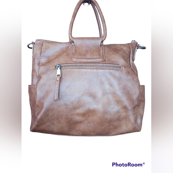 Women BROWN ANTIK KRAFT HANDBAG/CROSSBODY 13"x17" pre-love - Picture 3 of 10